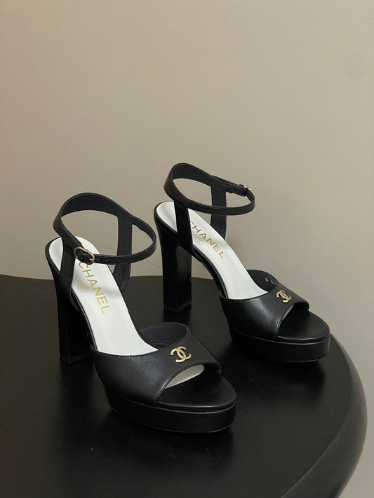 Chanel 2026 High heeled Chunky Platform Peep-toe Sandals Sheepskin 664989