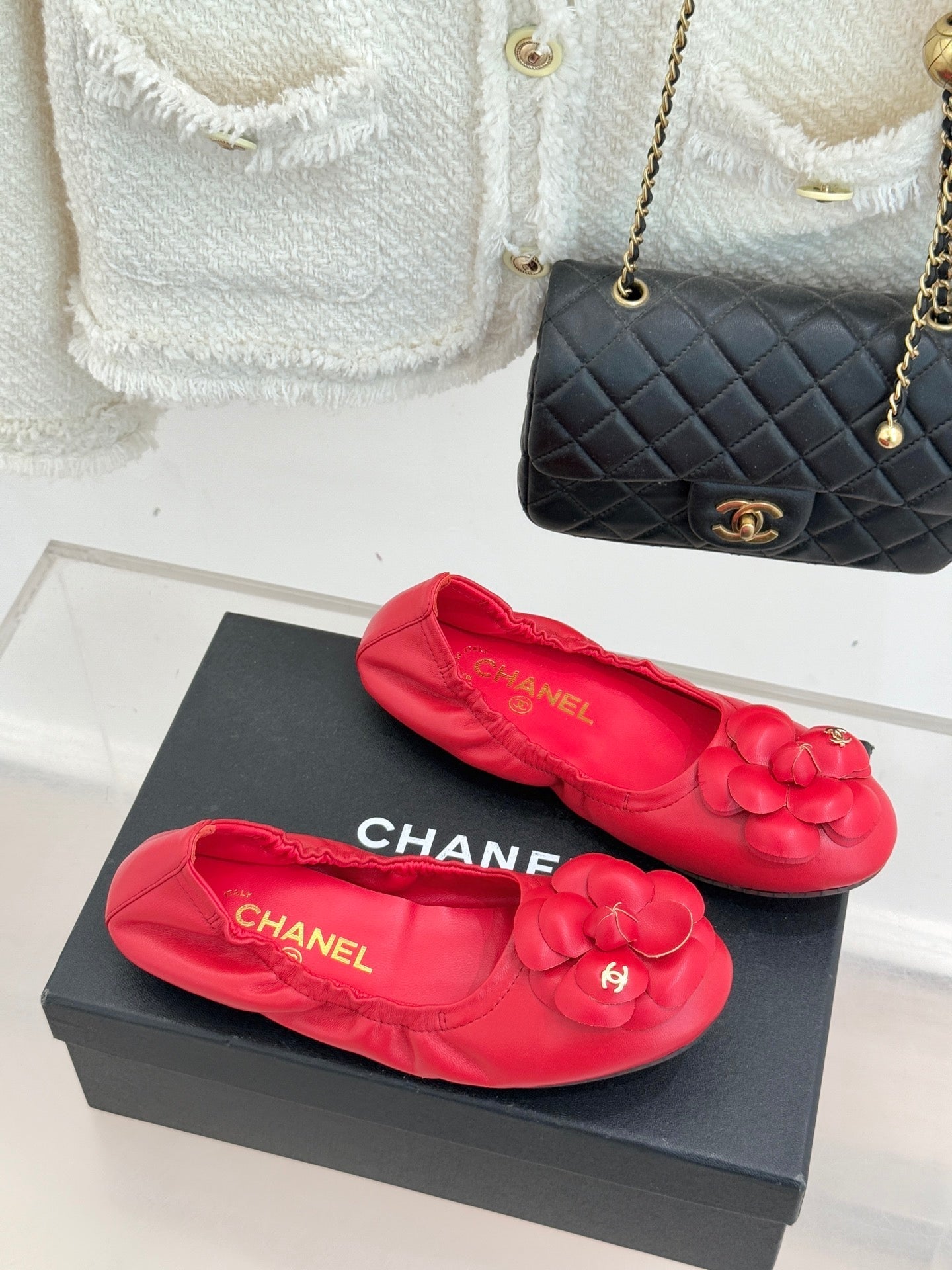 CC 2026  Double C Camellia Ballet Flat Sheepskin