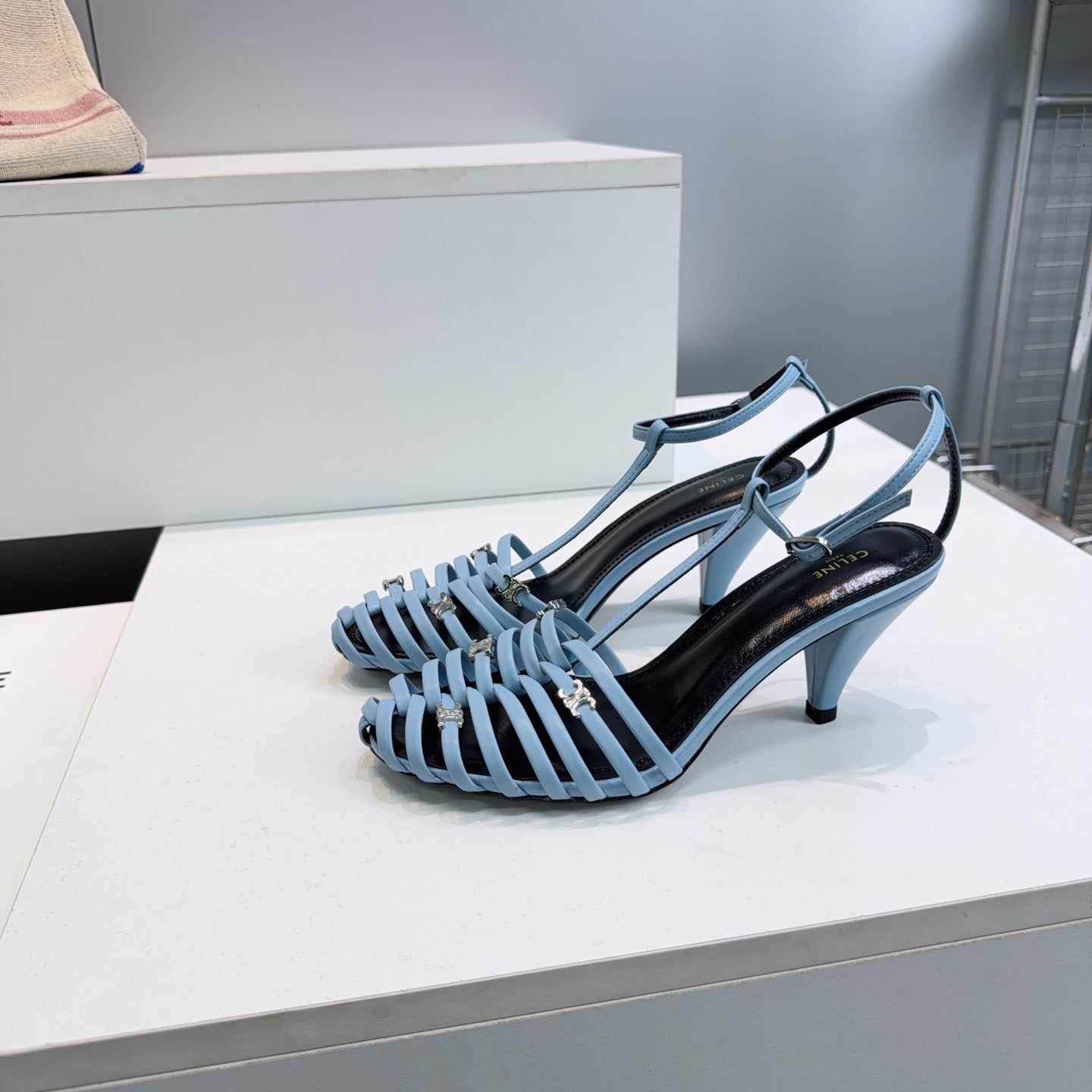 Celine 26 Cage Heeled Sandals 65mm Sheepskin 741768