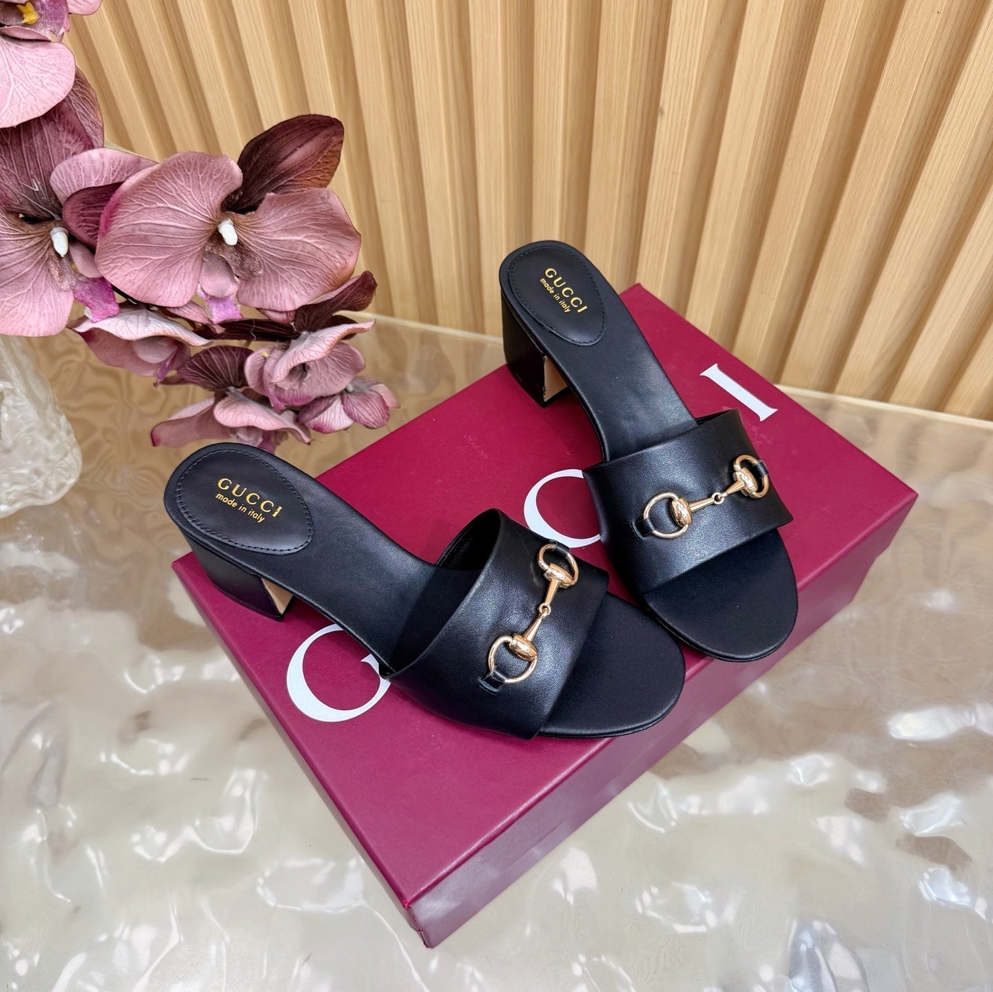 GG 26ss Chunky Heel Sandals 55 Double G Lambskin