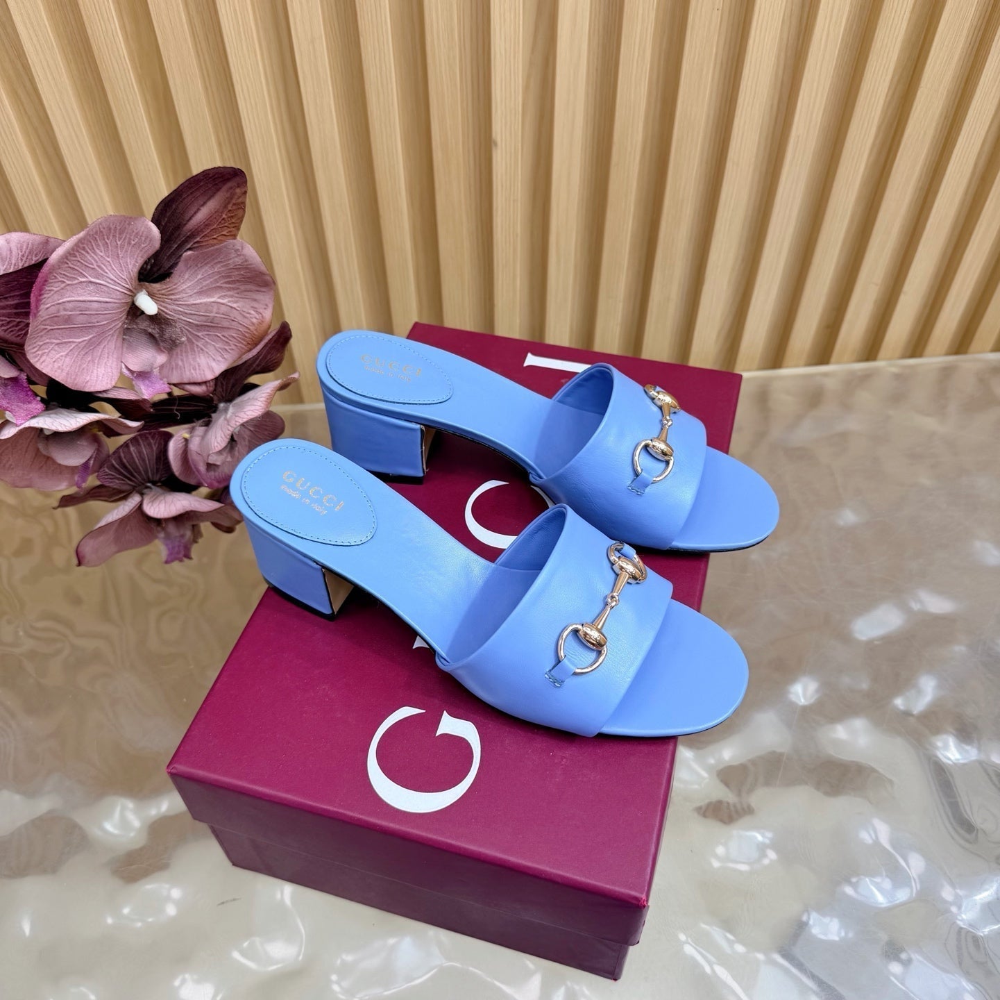 GG 26ss Chunky Heel Sandals 55 Double G Lambskin