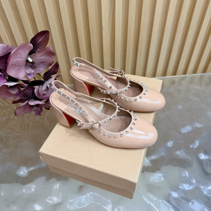Christian Louboutin 2026 Janispikes 55mm Mary Jane Pumps Patent Leather 698239