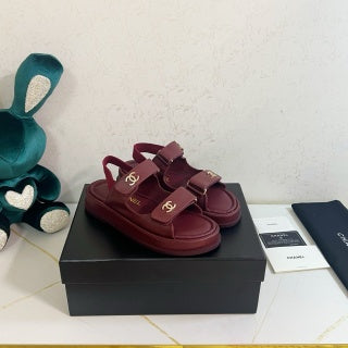 Chanel 2026 Velcro Sandals CC Logo Details Cowhide Leather 779367
