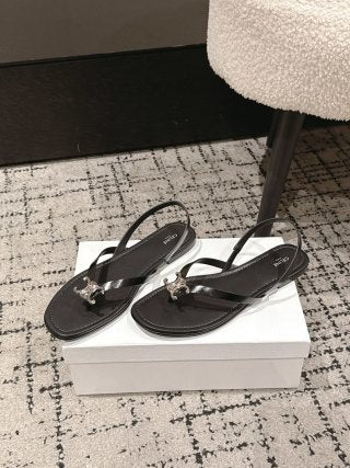 Celine 26 Biki Sandals Calfskin Iconic Triomphe Logo Leather 770912