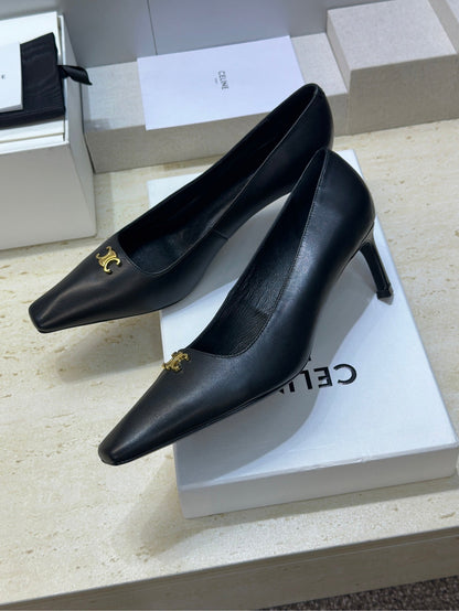 Celine 26 High-Heeled Sandals Triomphe Logo 65mm Leather 762639
