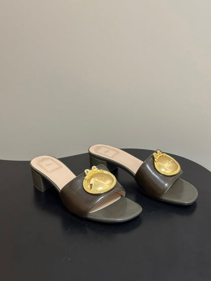 Dior 2026 D-Club Retro CD Letter Metal Buckle Sandals 45mm Leather 846977