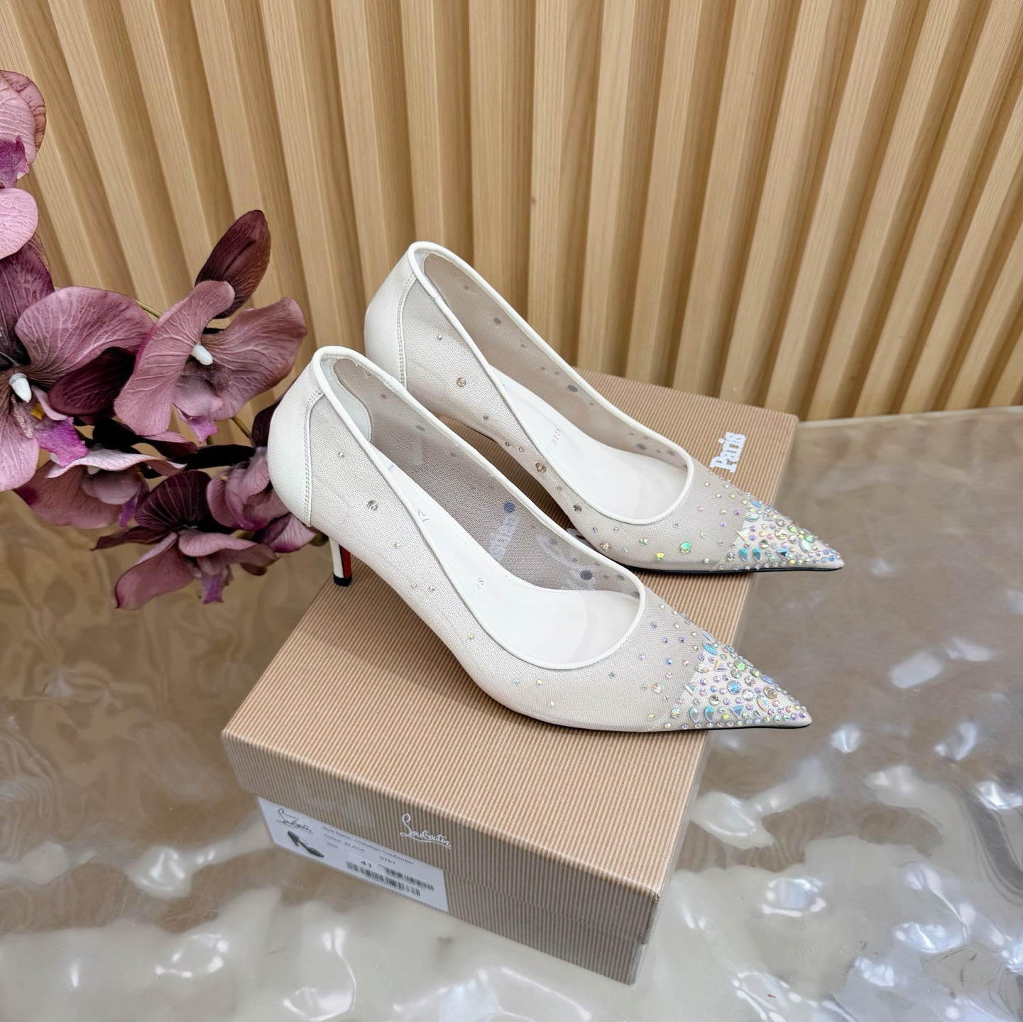 Christian Louboutin 2026 Miss Z Degrastrass 80mm Pumps Mesh Crystal Embellishments 776009