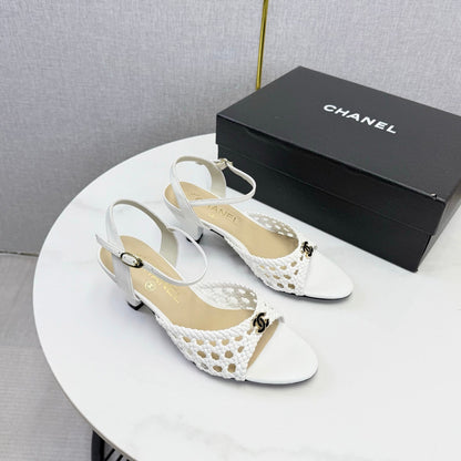 Chanel 2026 Slingback Sandals 40mm Woven Sheepskin 801631