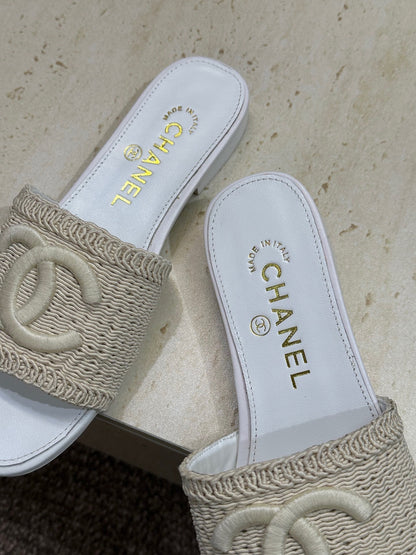 Chanel 2026 Double C Letter Slipper Woven Leather 787171