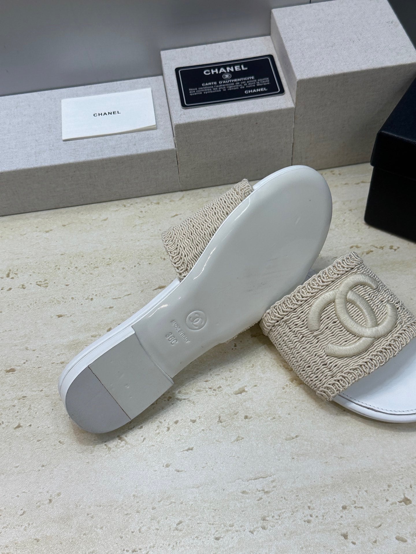 Chanel 2026 Double C Letter Slipper Woven Leather 787171