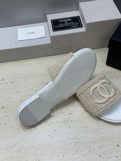 Chanel 2026 Double C Letter Slipper Woven Leather 787171