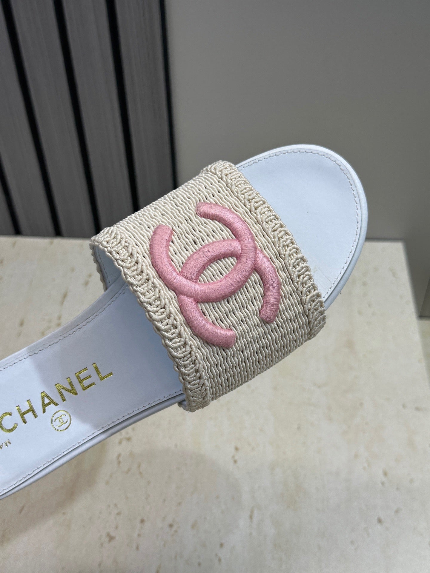 Chanel 2026 Double C Letter Slipper Woven Leather 787171