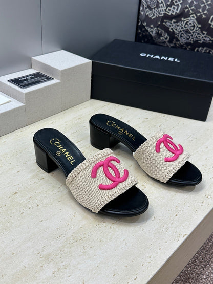 Chanel 2026 Double C Letter Sandals Woven Leather 787177