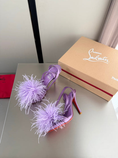 CL 2026 Loubipoupi Sandal 100mm Feather Leather 868957