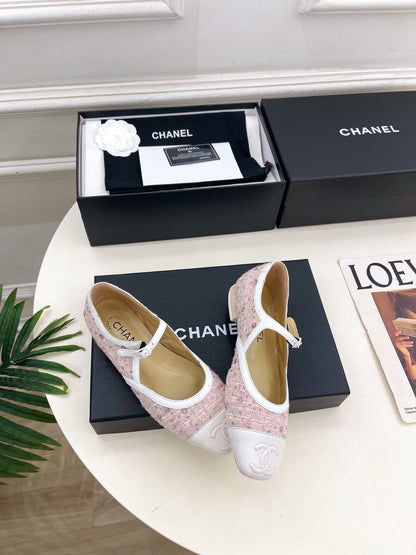 Chanel 2026 Mary Jane Flats Leather Sheepskin Tweed 831380