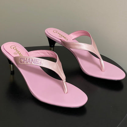 Chanel 2026 High-Heeled Flip-Flops Leather Sheepskin 834697