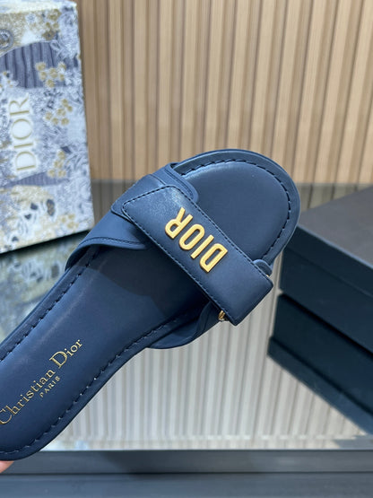 CD 26s Beach Sandals Navy Blue Sheepskin 665319