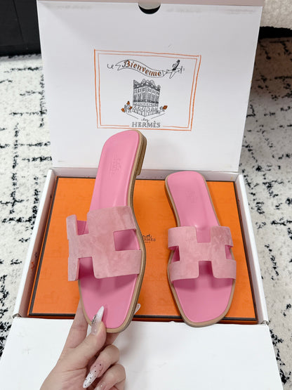 HM 26ss Oran Sandals Pink Suede 617187