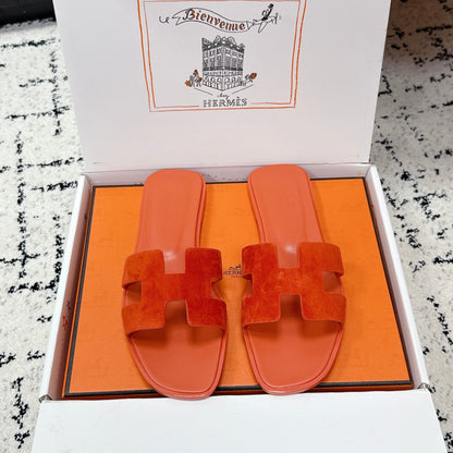 HM 26ss Oran Sandals Orange Suede Cowhide 617192