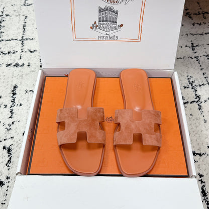 HM 26ss Oran Sandals Light Orange Suede Cowhide 617198