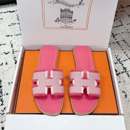 HM 26ss Oran Sandals Canvas Cowhide