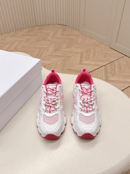 CD 26s Chrono Sneakers White Pink Cowhide Mesh 643755