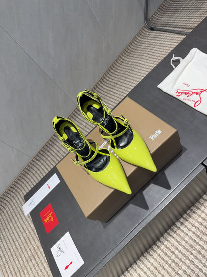 CL 26SS High Heel Pump 100 Neon Yellow Patent Leather 613874