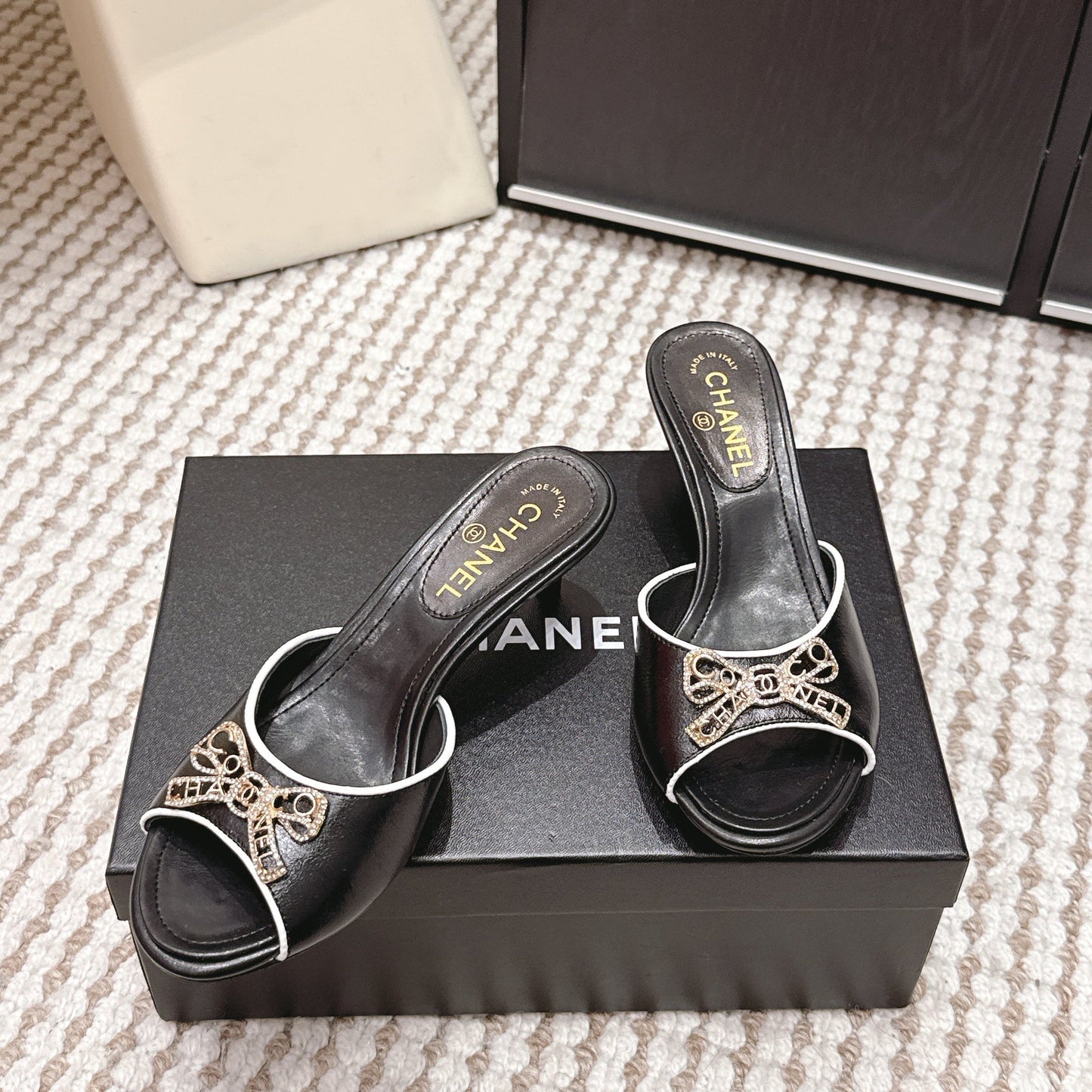 CC 26s Stiletto Sandals 55 Beige Calfskin 652568