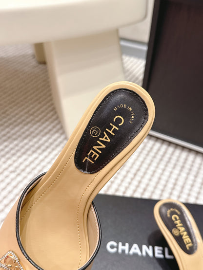 CC 26s Stiletto Sandals 55 Beige Leather 652569