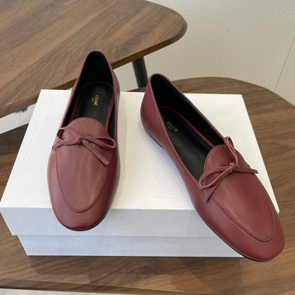 Celine 26 Loafers Burgundy Sheepskin 624691
