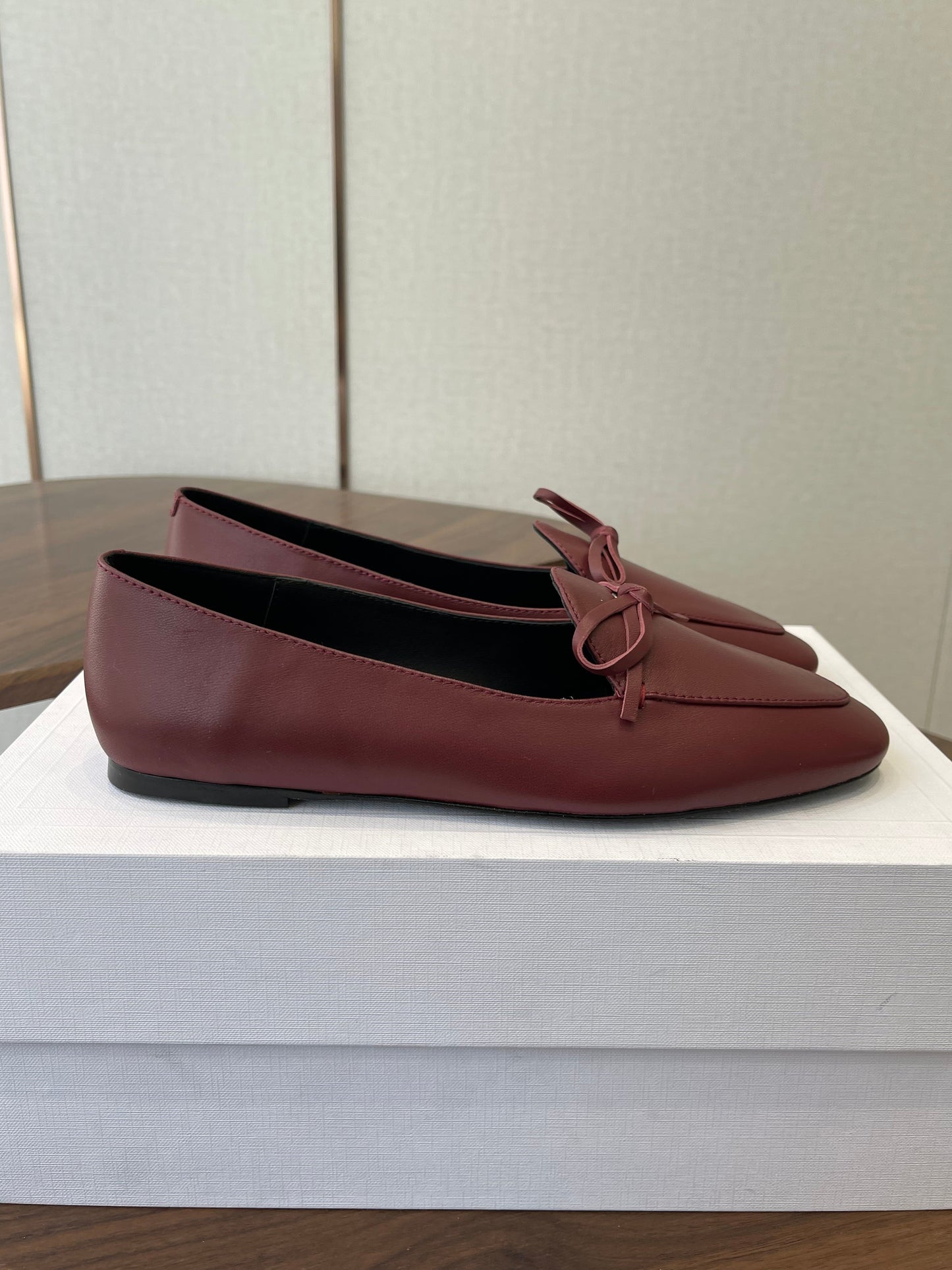 Celine 26 Loafers Burgundy Sheepskin 624691