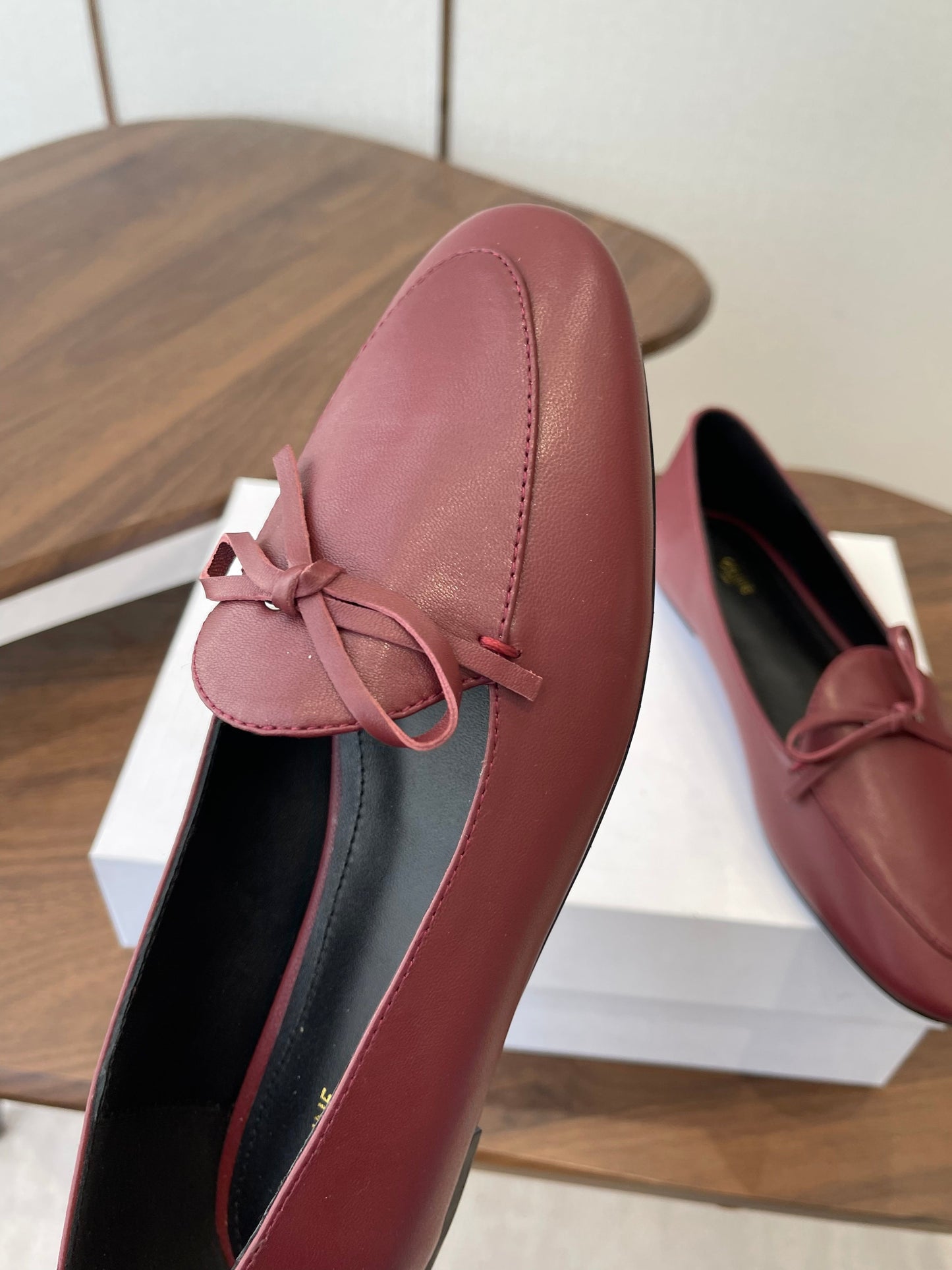 Celine 26 Loafers Burgundy Sheepskin 624691