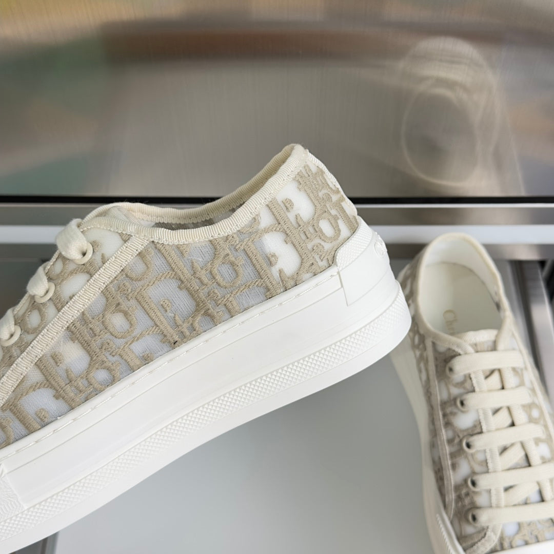 Dior 2026 Walk'n'Dior Platform Sneaker White Beige Fabric Sheepskin 713665