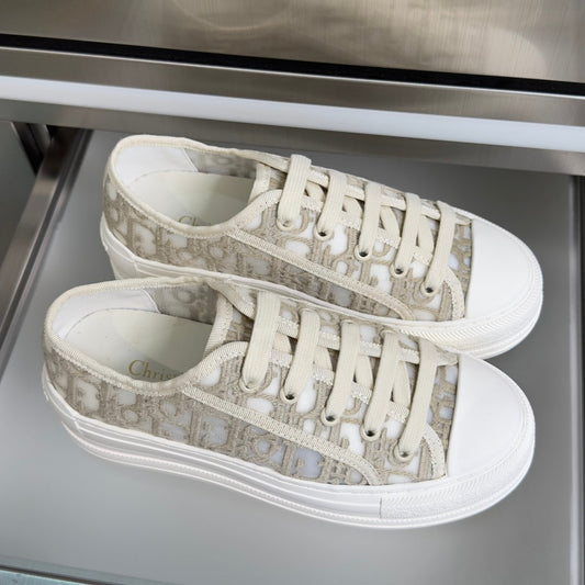 Dior 2026 Walk'n'Dior Platform Sneaker White Beige Fabric Sheepskin 713665