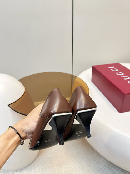 GG 26SS High Heels Pump Dark Brown Calfskin 645693