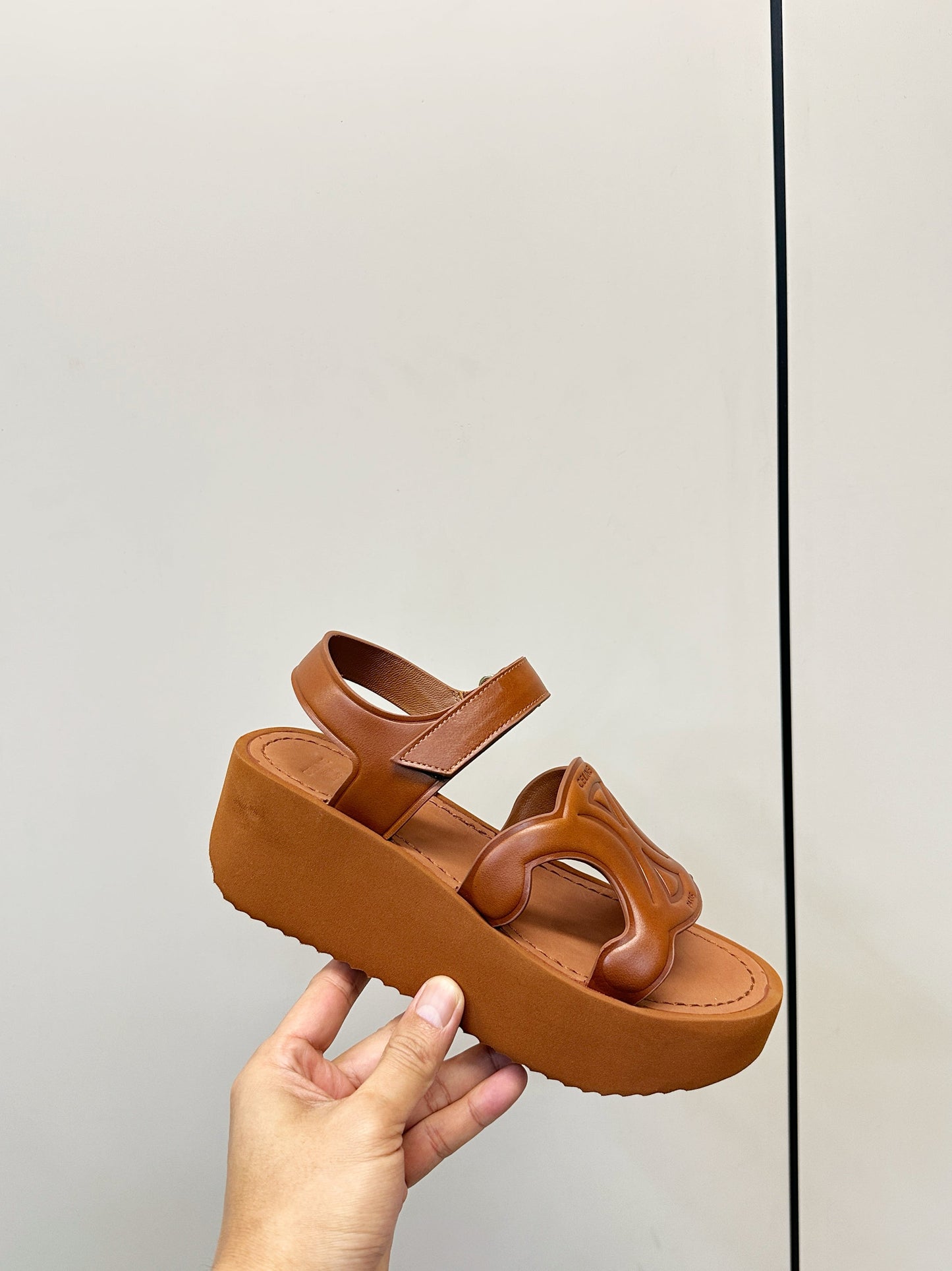 Celine 26 Triomphe Platform Sandals Sheepskin 771077
