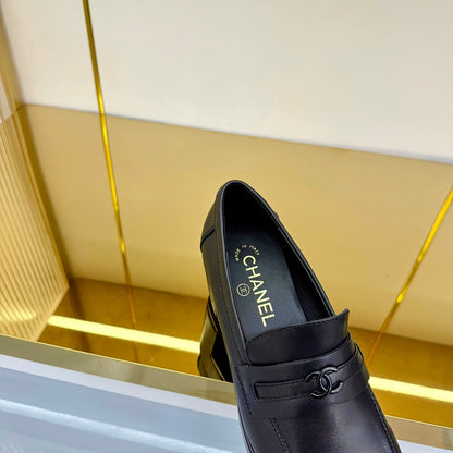 CC 2026 Chunky Heel Loafers 65 Black Calfskin 667753