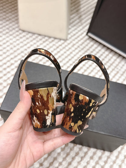 CC 26s Slingback 65 Black Brown Leopard Leather 652654