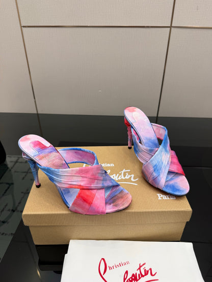Christian Louboutin 2026 Hight Heels Sandals 100mm Silk Printed Design 791547