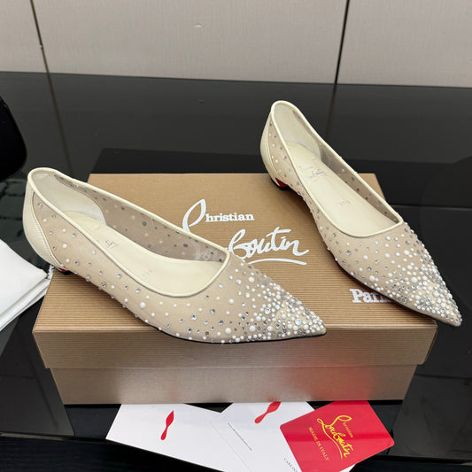 Christian Louboutin 2026 Ballerina Flats Mesh Crystal Embellishment 791567