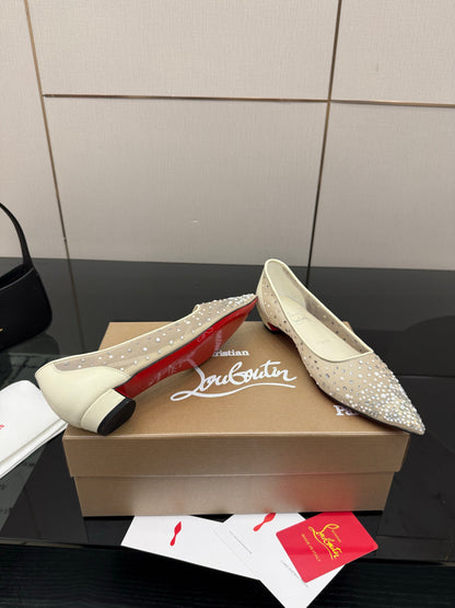 Christian Louboutin 2026 Ballerina Flats Mesh Crystal Embellishment 791567