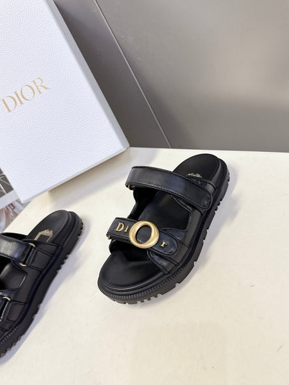 Dior 2026 Velcro Slip-on Sandal Black Leather 716903