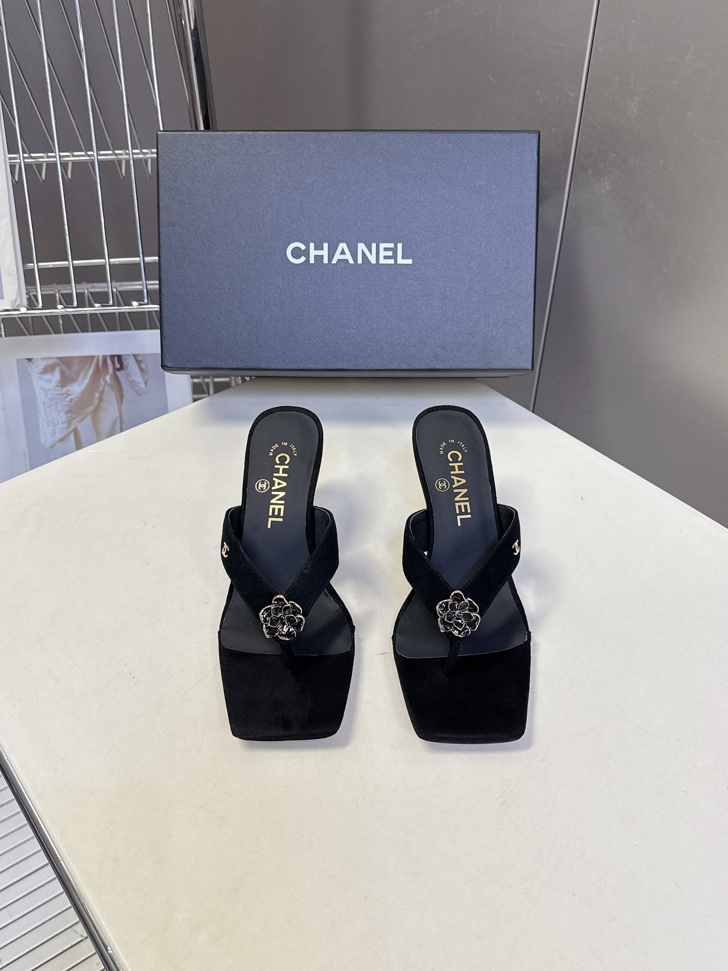 Chanel 2026 Thong Sandal 65mm Embossing And Suede Calfskin 895344