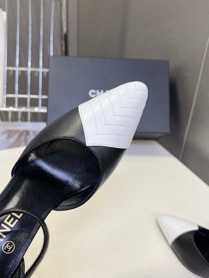 Chanel 2026 Mary Jane Sandal  90mm Embossed Calfskin And Fabric 895356