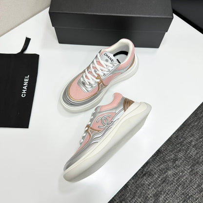 CC 26s Casual Sneakers Light Pink Gray Fabric Cowhide 626379