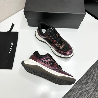 CC 26s Casual Sneakers Black Plum Purple Fabric Cowhide 626381