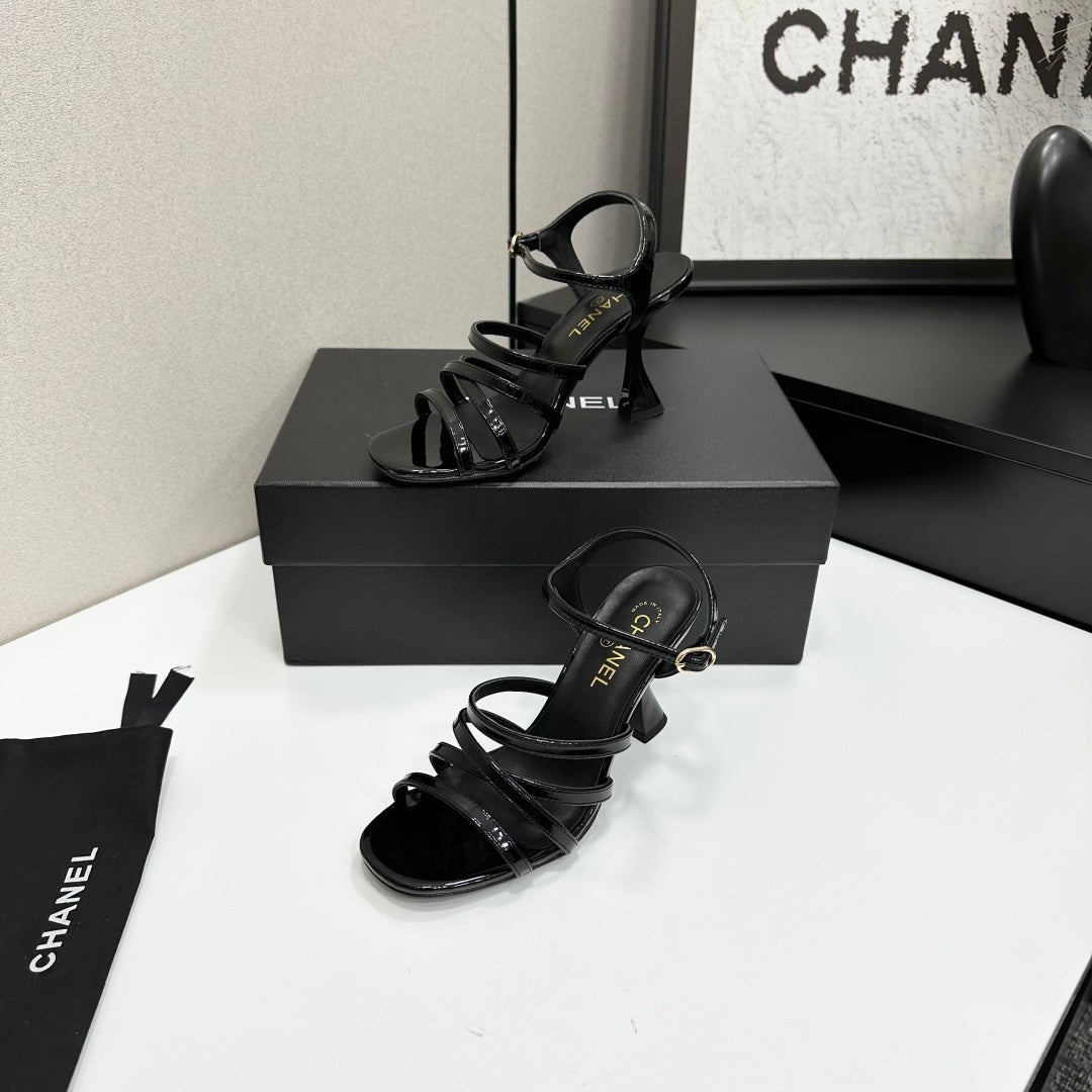 CC 26s High Heel Sandals 80 Black Patent Leather 626286