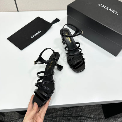 CC 26s High Heel Sandals 65 Black Patent Leather 626290