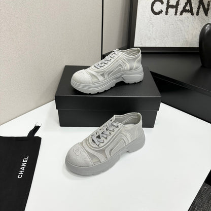 CC 26s Casual Sneakers Rhinestones Light Gray Mesh Sheepskin 626363