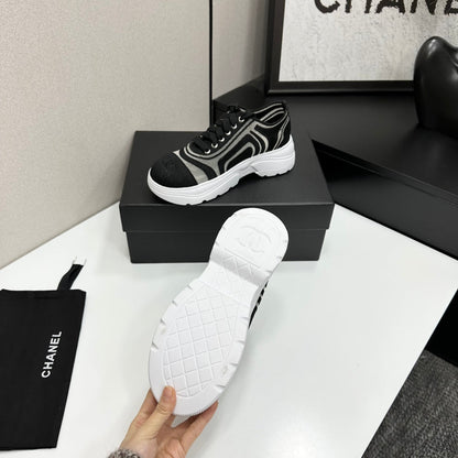 CC 26s Casual Sneakers Rhinestones Black White Mesh Sheepskin 626364